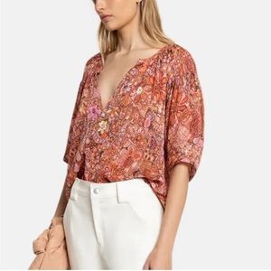 ALC Sorbet Multi Juliana Half Sleeve Silk-Cotton Top 4